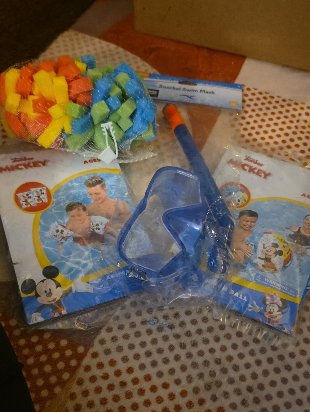 Blue Kids Snorkel Mask and Snorkel Set with Mickey Swim Accessories